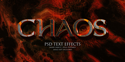 Chaos text effect Premium Psd