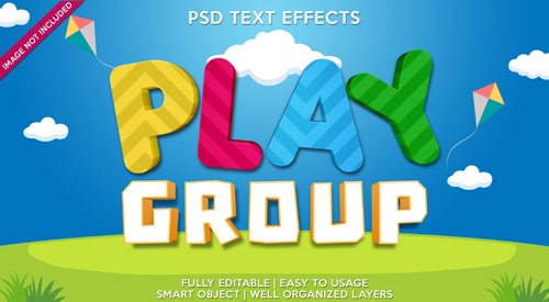 Play group text effect Premium Psd