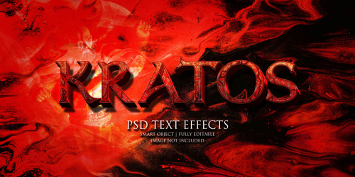 Kratos text effect Premium Psd