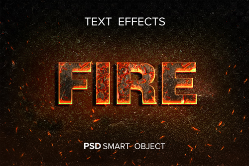 Fire text effect photoshop with flying spark Premium Psd