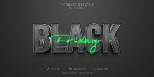 Black friday 3d text style effect Premium Psd2