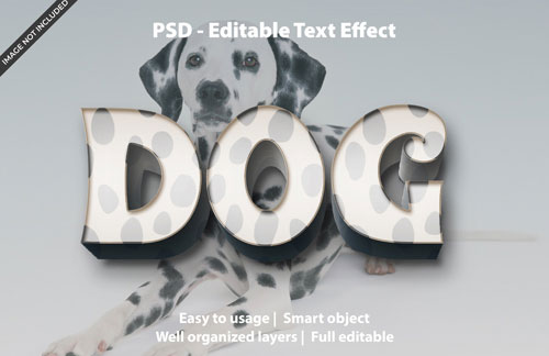 Editable text effect dog premium Premium Psd