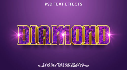 Diamond text effect Premium Psd