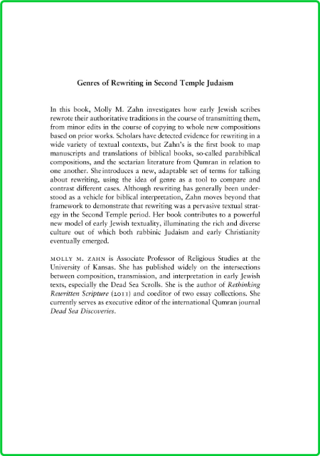 Genres of Rewriting in Second Temple Judaism - Scribal Composition and Transmission
