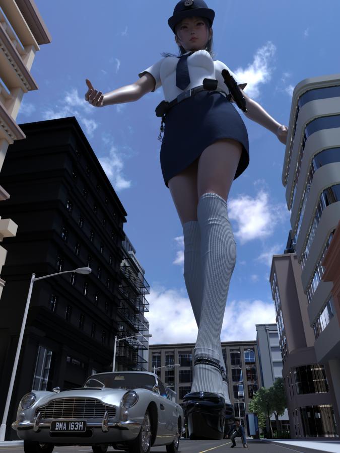 Yasu-Tsuyokute - Patrolling Giant Female Cop