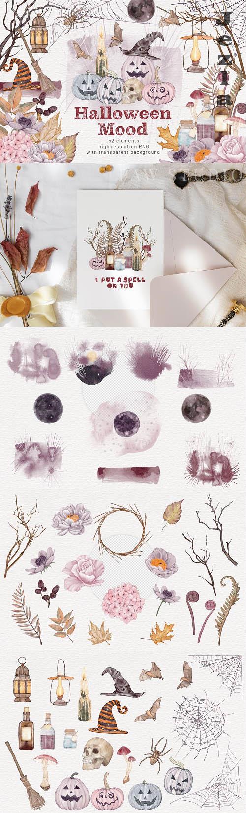 Halloween Clipart Spooky Pumpkins & Fall Flowers - 1556171