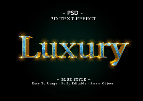 Blue luxury 3d text style effect Premium Psd