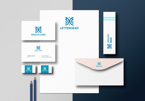 Stationary mockup with business card letterhead and element Premium Psd