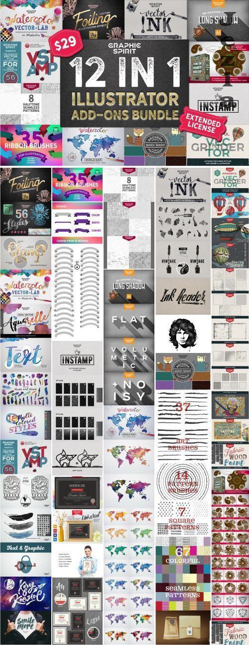12 IN 1 Illustrator Add-ons Bundle - 2014148 12 IN 1 Illustrator Add-ons Bundle - 2014148
