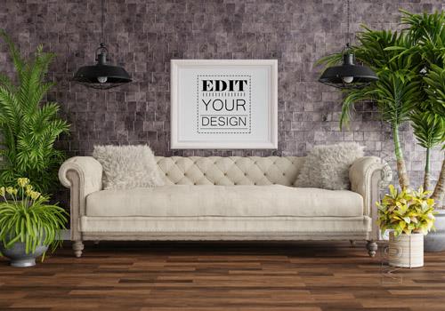 Poster frame in living room mockup Premium Psd vol 2