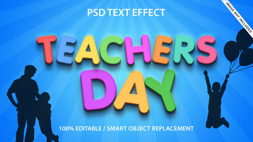 Editable text effect teachers day premium Premium Psd