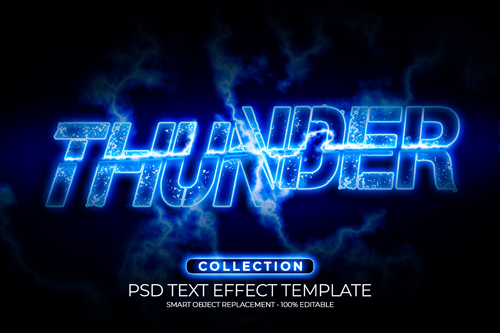 Thunder slice text effect custom design template Premium Psd