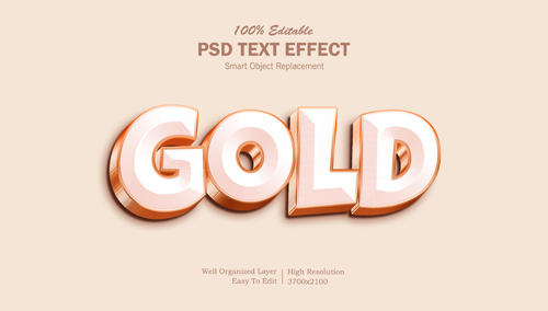 3d gold editable photoshop text effect Premium Psd