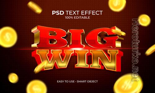 Big win jackpot text effect Premium Psd