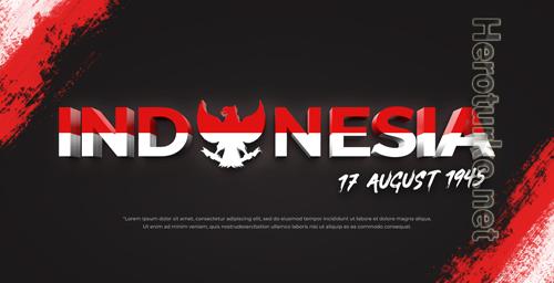 Indonesia 3d text style effect mockup template Premium Psd