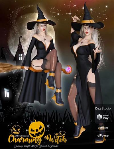 DFORCE CHARMING WITCH OUTFIT FOR GENESIS 8 FEMALE(S)