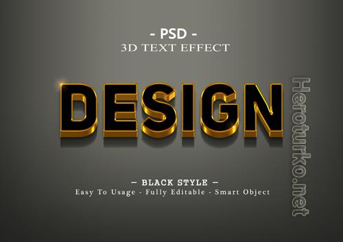 Desing 3d black text effect Premium Psd