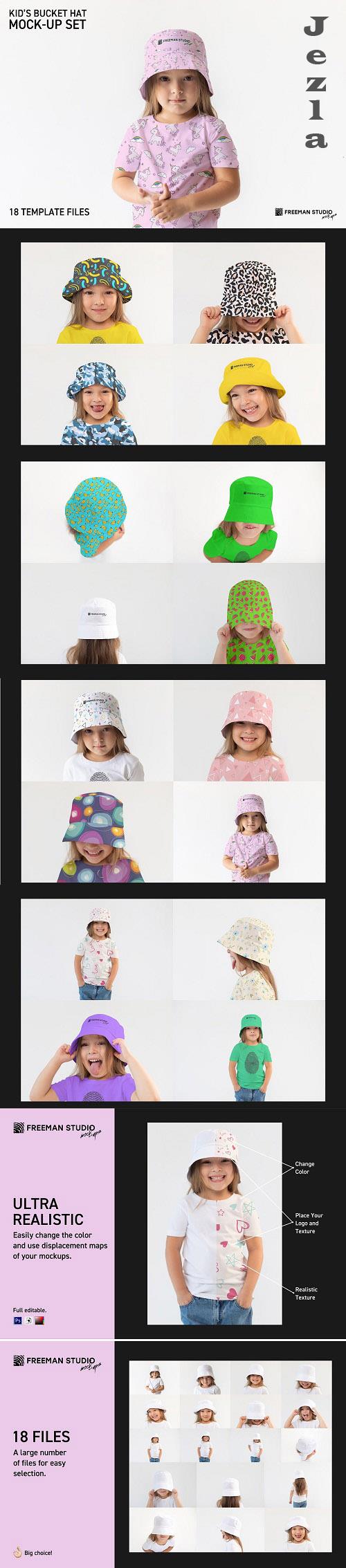 Kid's Bucket Hat Mock-Up Set - 6405612