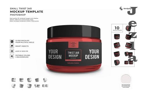 Twist Jar Packaging 3D Mockup Template Bundle - 1512242
