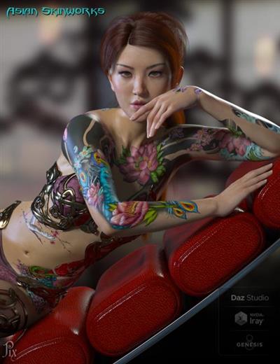 ASIAN SKINWORKS L.I.E. TATTOOS FOR GENESIS 3 AND 8 FEMALE(S)