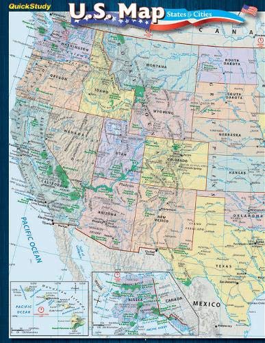 U.S. Map States & Cities Guide (Quickstudy)