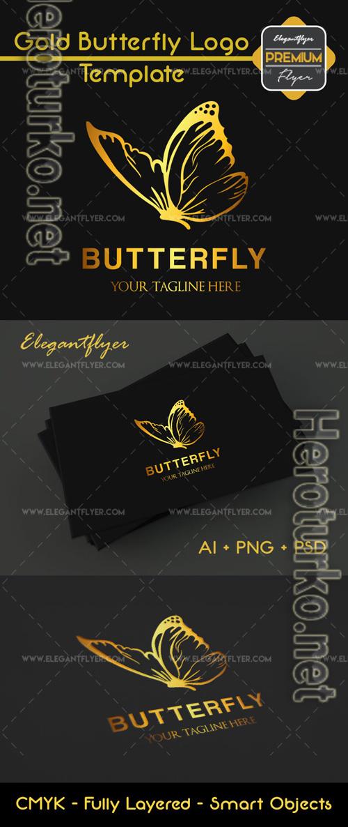 Gold Butterfly Premium Logo Template
