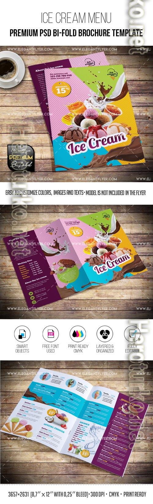 Ice Cream Menu Premium PSD Bi-Fold Brochure Template
