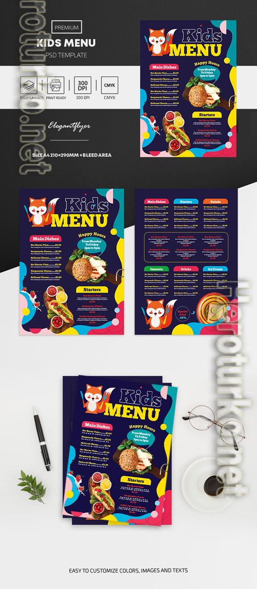 Kids Menu PSD Template