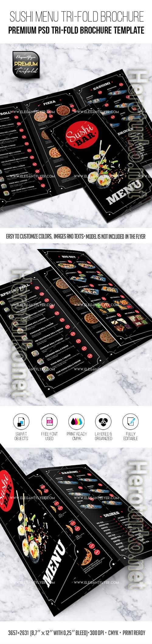 Sushi Restaurant Menu Premium PSD Tri-Fold Brochure Template Sushi Restaurant Menu Premium PSD Tri-Fold Brochure Template