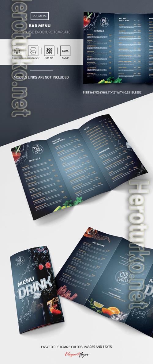Bar Menu Premium Tri-Fold PSD Template Bar Menu Premium Tri-Fold PSD Template