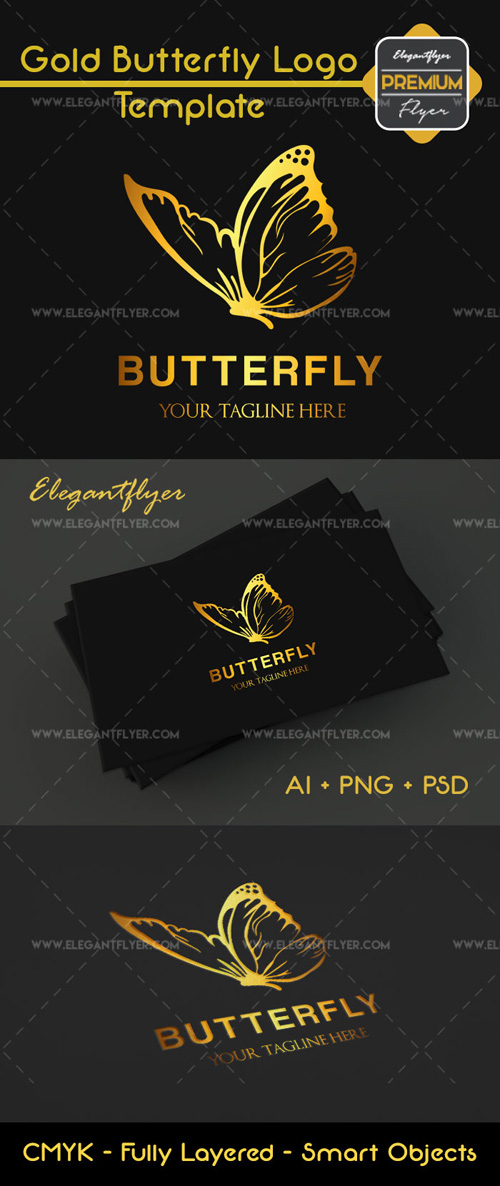 Gold Butterfly Premium Logo Template