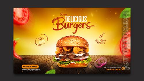 Burger and fast food menu webbanner social media post template psd