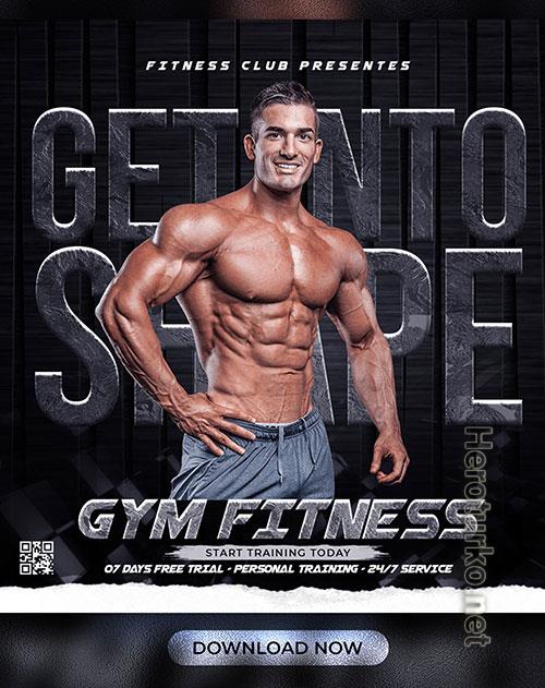 Gym fitness flyer social media banner template premium psd