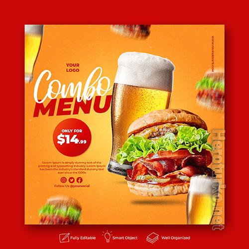 Menu food template for social media promotion premium psd Menu food template for social media promotion premium psd