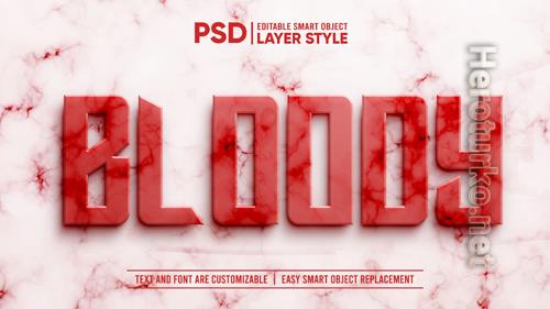 3d red blood marble granite realistic layer editable layer style smart object text effect Premium Psd