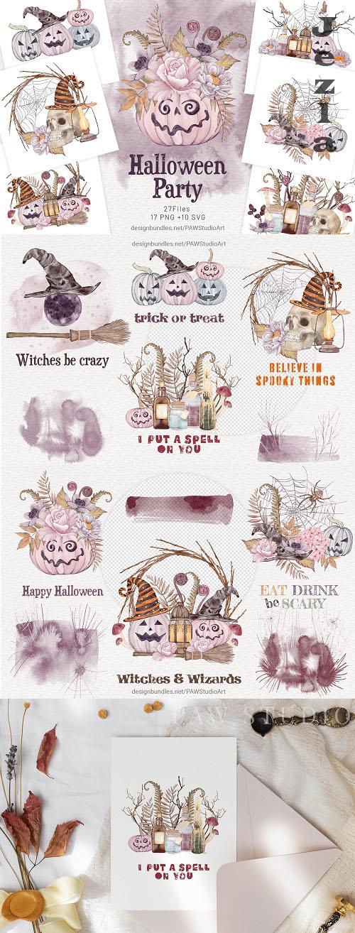 Halloween Cards Spooky Pumpkins & Fall Flowers - 1563418