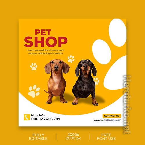 Pet shop promotion banner template premium psd