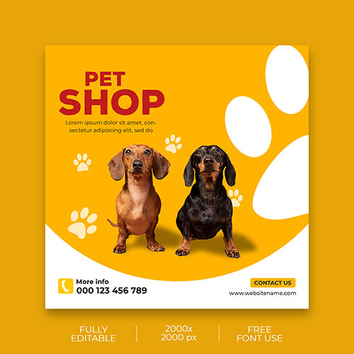 Pet shop promotion banner template premium psd