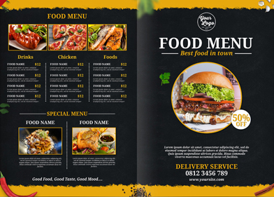 Food menu best for restaurant promotion premium psd template