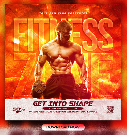 Gym fitness banner template premium psd