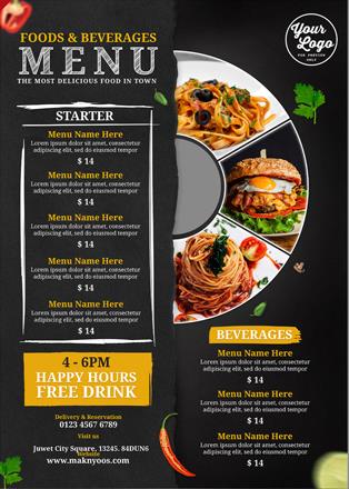 Vintage food menu cover design premium psd template