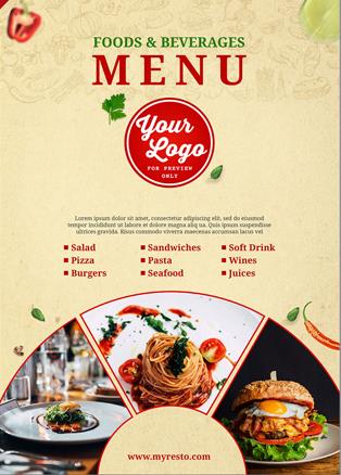 Food menu cover design premium psd template Food menu cover design premium psd template