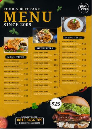 Food and beverages menu best for restaurant promotion premium psd template Food and beverages menu best for restaurant promotion premium psd template