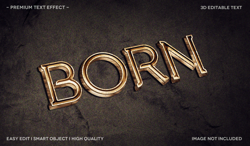 Born 3d text effect template Premium Psd