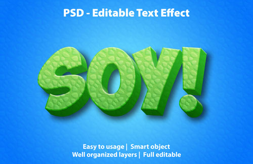 Editable text effect soy premium Premium Psd