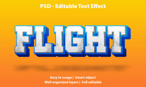 Editable text effect flight premium Premium Psd