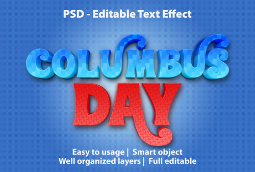 Editable text effect columbus day premium Premium Psd