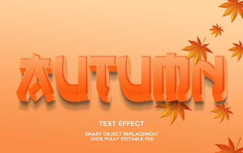 Autumn text effect template Premium Psd