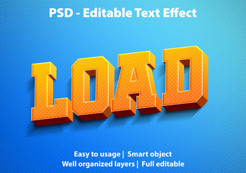 Editable text effect load premium Premium Psd