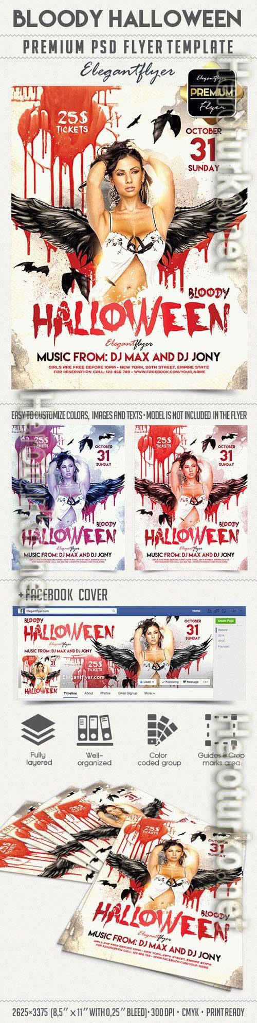 Bloody Halloween Flyer Psd